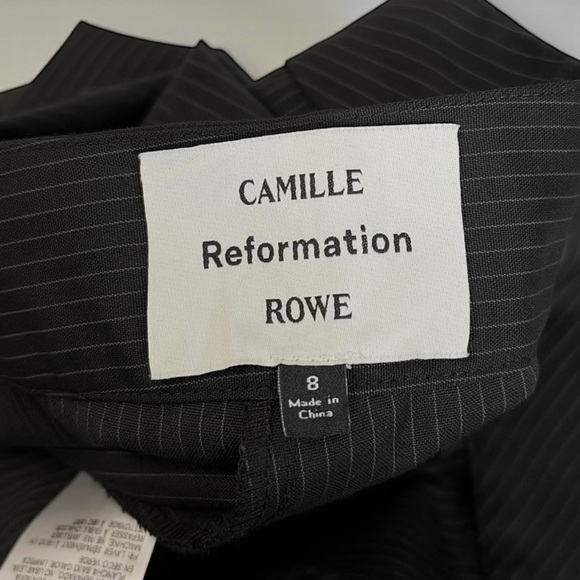 🎉SALE Reformation x Camille Rowe Cherie Low Rise Wide Leg Belted Pants Black - Picture 6 of 6